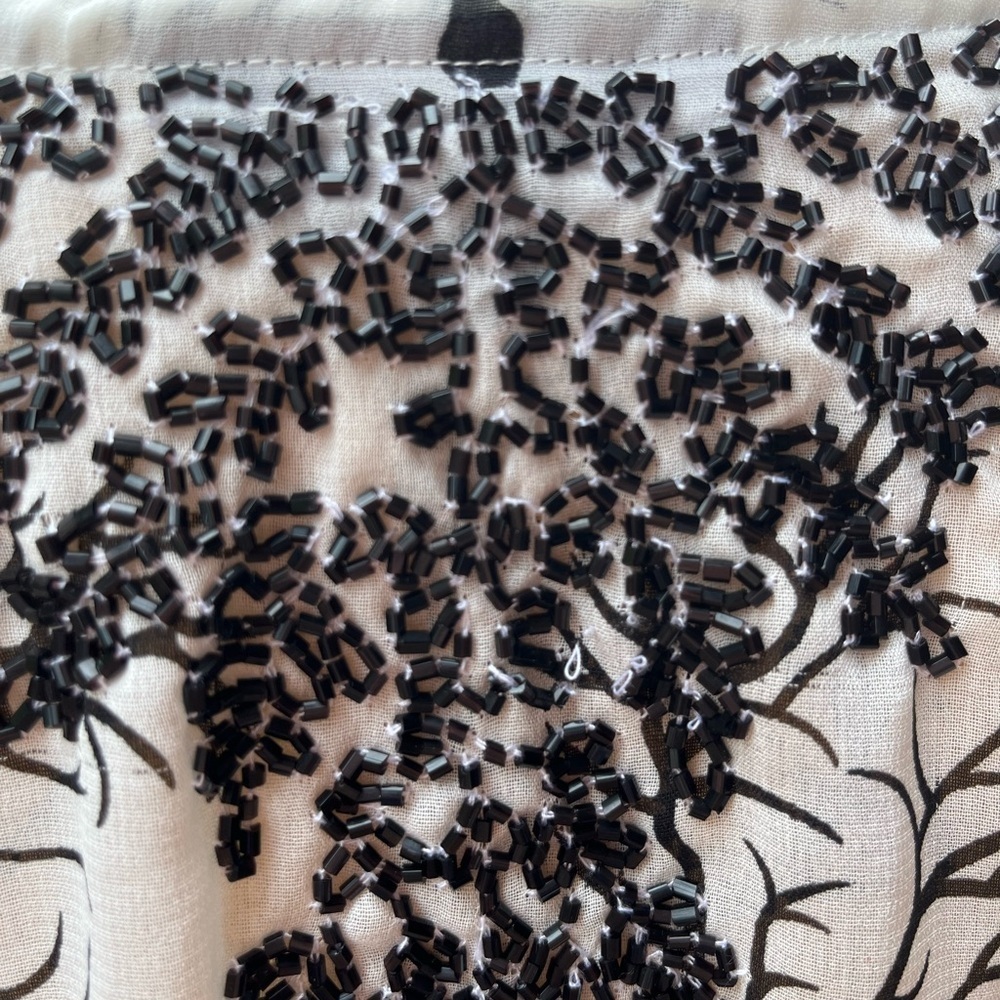 Beach ware cover up white and black beads size S embroidered - Picture 4 of 16